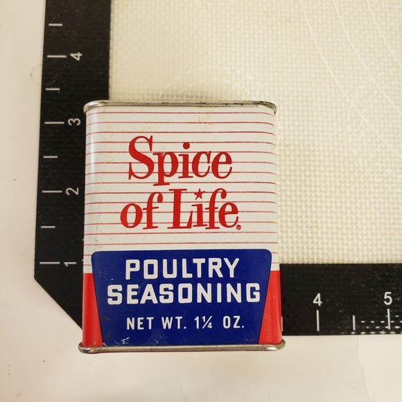Vintage Spice of Life Tin Poultry Seasoning 3" Granny Kitchen MCM 43 Cent Price - Picture 7 of 7